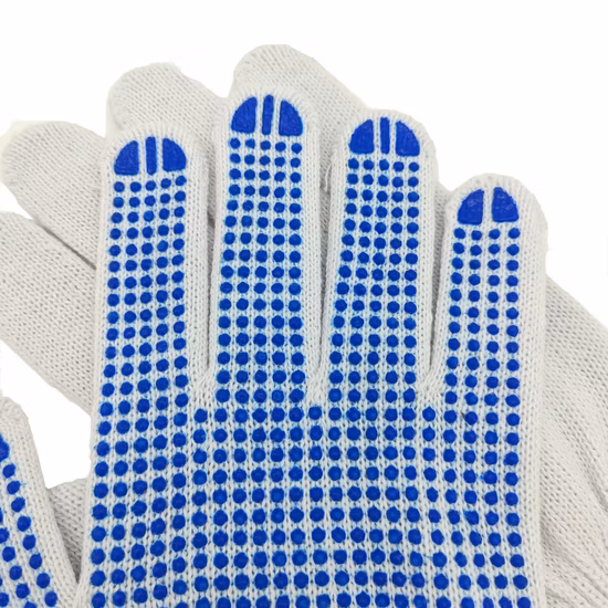 Logo personnalisé PVC pointillés/gant de points Guantes de travail de sécurité des gants tricotés en coton